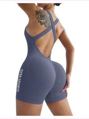 Women's Seamless Tummy Control Backless Jumpsuit Yoga Romper
